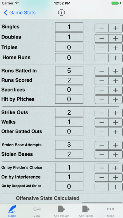 Baseball Player Stats Tracker Screenshot