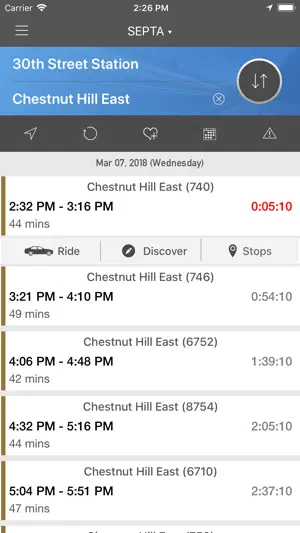 onTime : SEPTA Rail, Bus screenshot 1