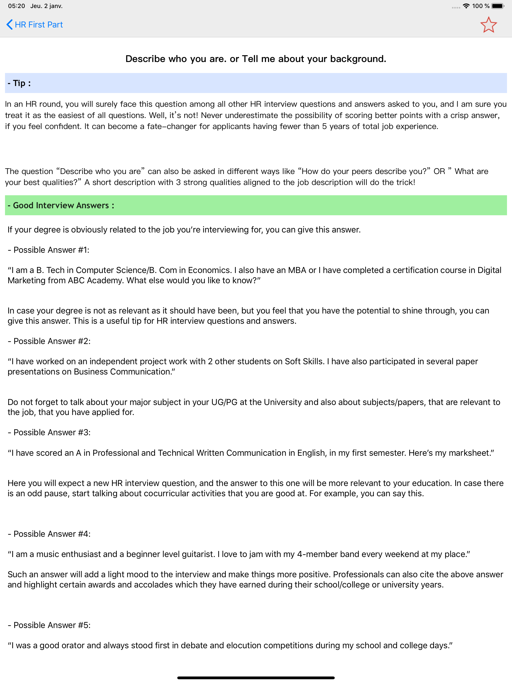 Interview Guid 2020 Q / A