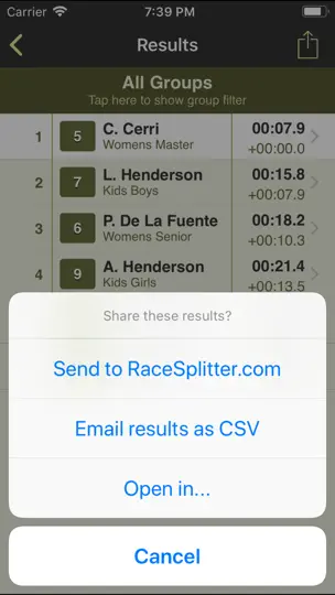 Скриншот RaceSplitter — Race Timer на iPhone 5