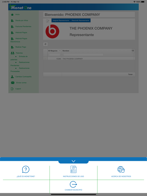 MonetOne iPad screenshot