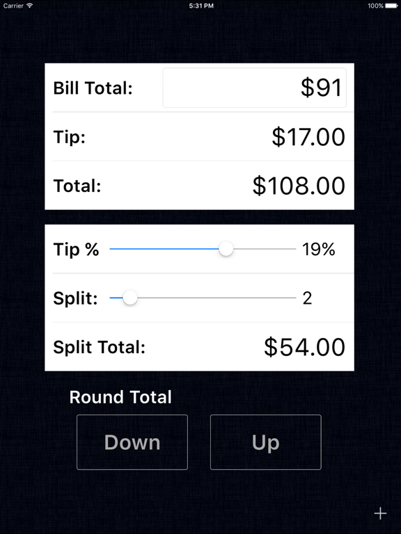 Tip Calculator % Free - Fast Tips & Split Bills at the Restaurant Table for Food, Dining, Drinks, and Dating screenshot