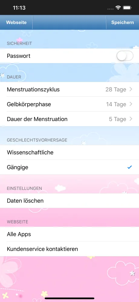 Menstruations Kalender.