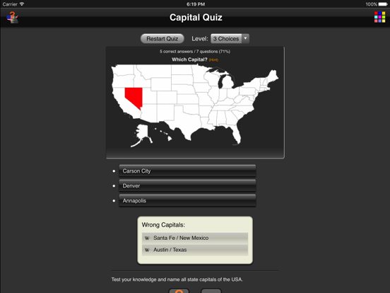 Screenshot #4 pour US-Capitals Quiz