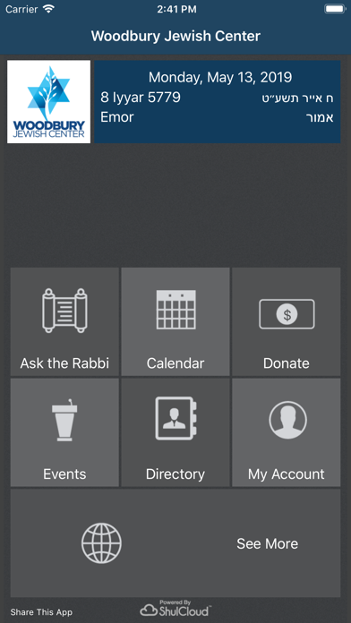 Woodbury Jewish Center iPhone screenshot 1 - Lifestyle app