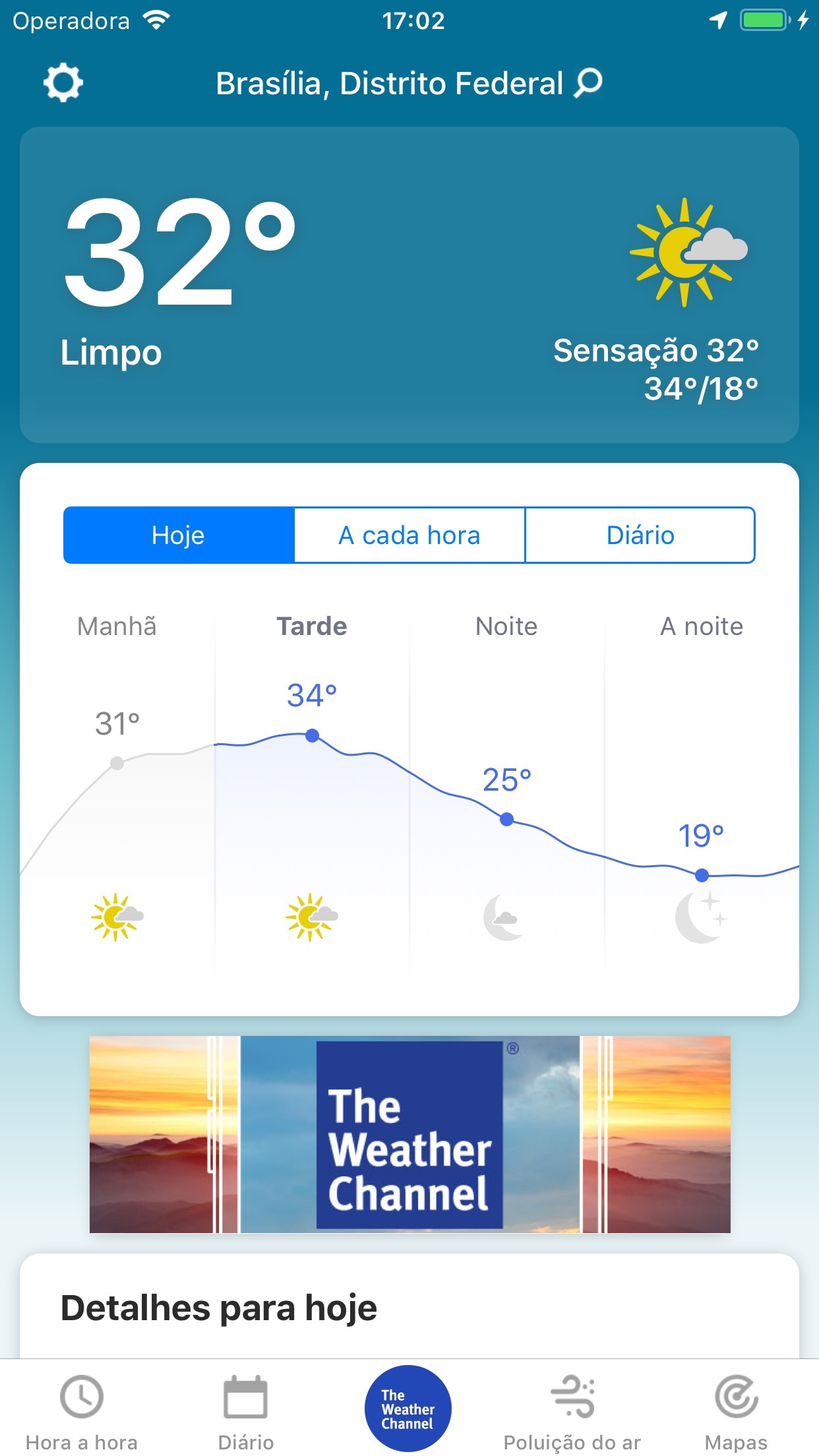 Screenshot do app The Weather Channel: previsões