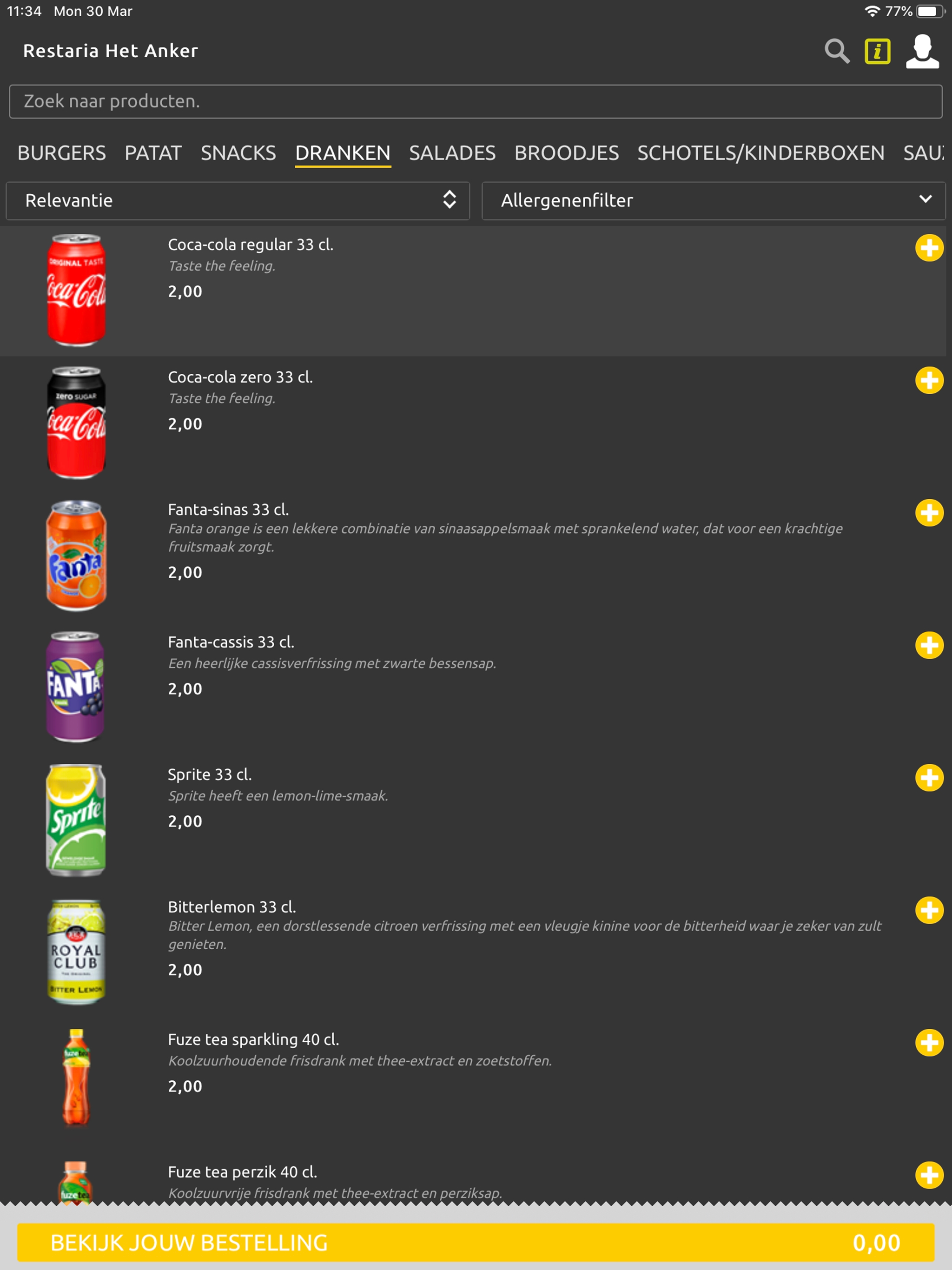 Restaria Bestelapp