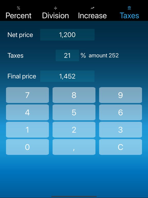 Percent Calculator easy iPad screenshot 4 - Finance app