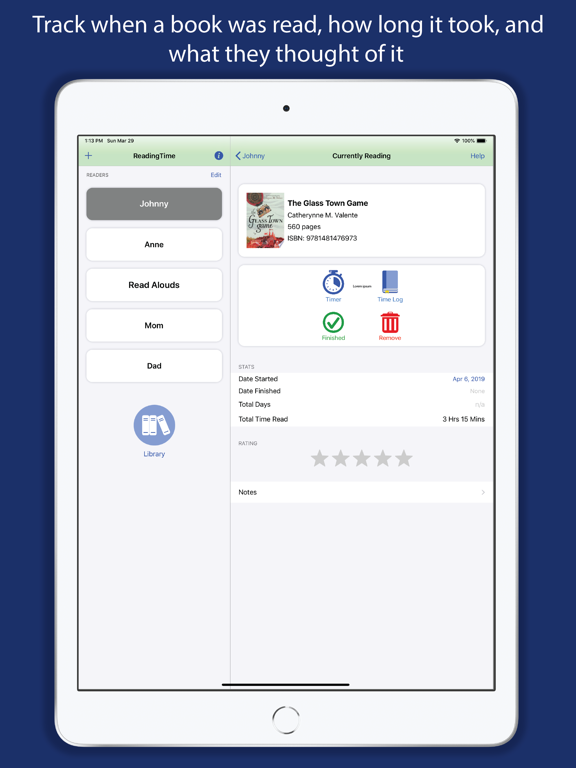 Reading Time - Family Tracker iPad screenshot 5 - Education app