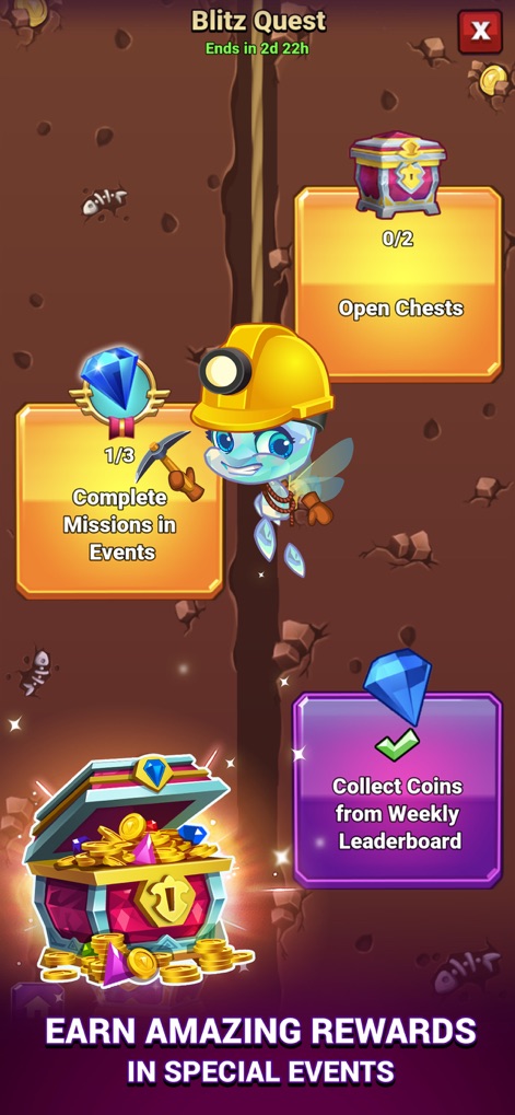 Bejeweled Blitz - Este modo de juego introduce al adorable personaje Gemma y ofrece a los usuarios la oportunidad de abrir cofres del tesoro, obteniendo recompensas valiosas al completar misiones diarias.