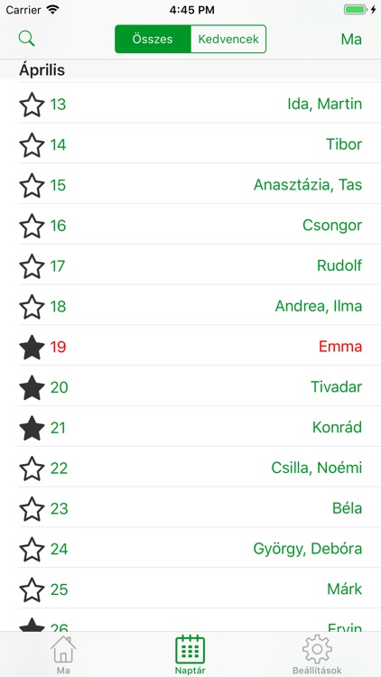 Névnap +: Magyar névnap naptár