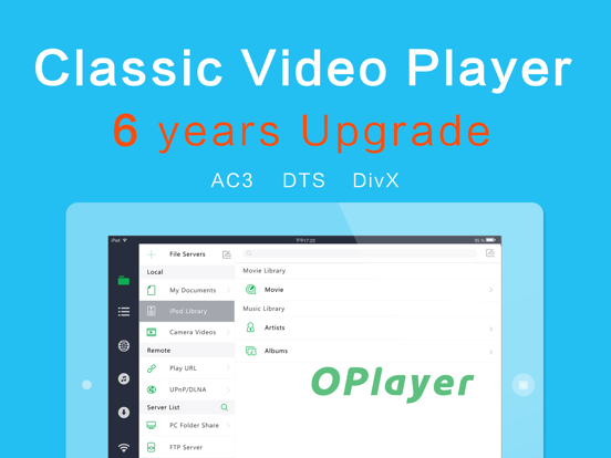 video player - OPlayerHD Lite iPad app afbeelding 1