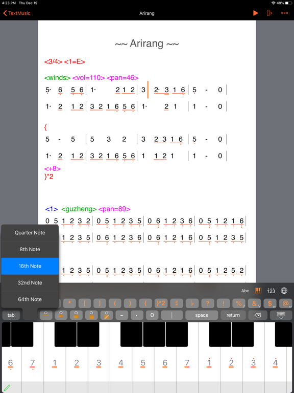TextMusic iPad screenshot 4 - Music app
