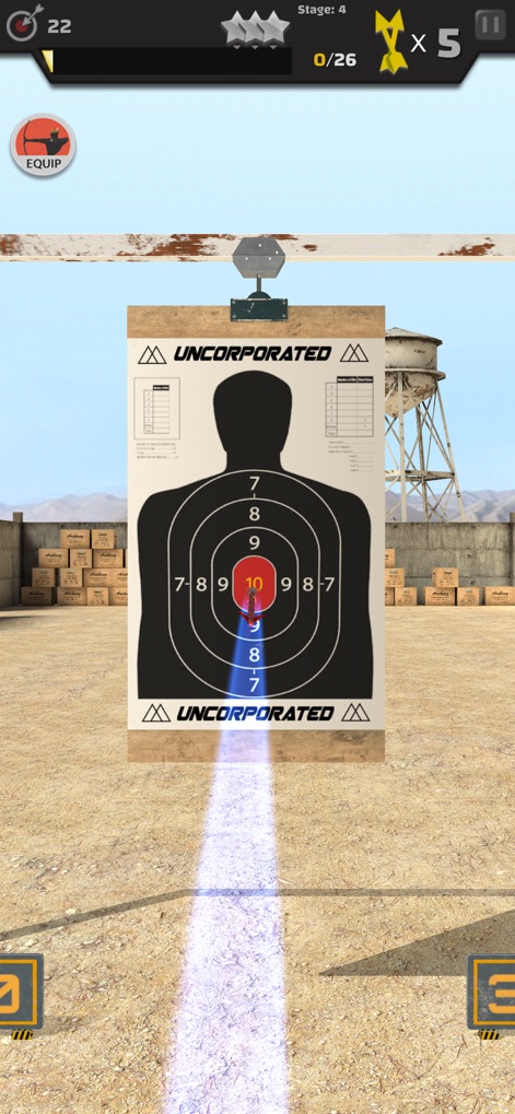 Arrow Master: Archery Game - Observe the brilliant impact light effect on the target and the clear bullseye score displayed after a successful shot.