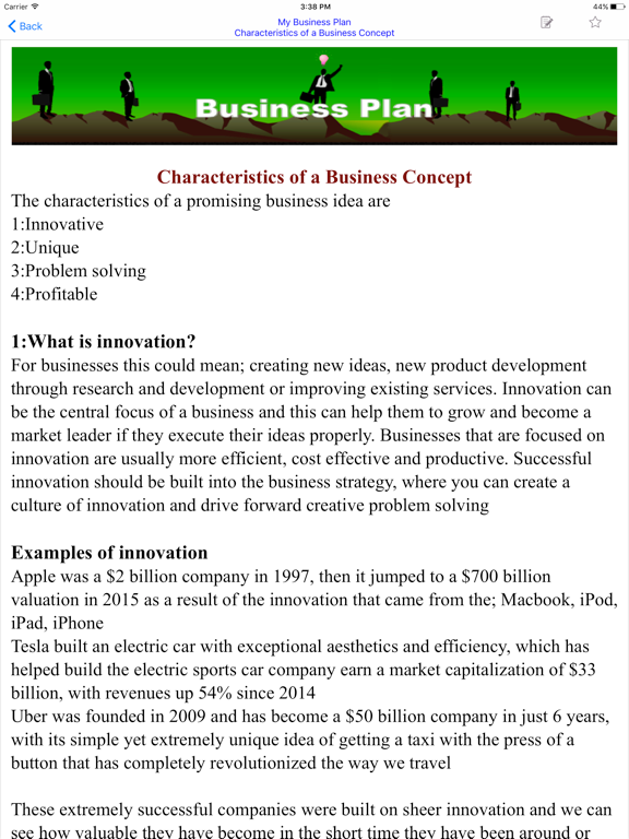 Business Plan(BP) iPad screenshot