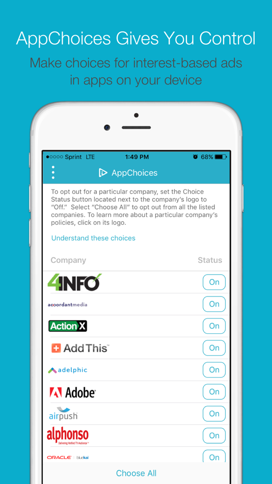 #1. AppChoices (iOS) 由: Digital Advertising Alliance