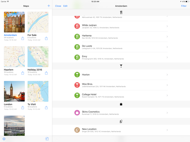 Map Locations Screenshot