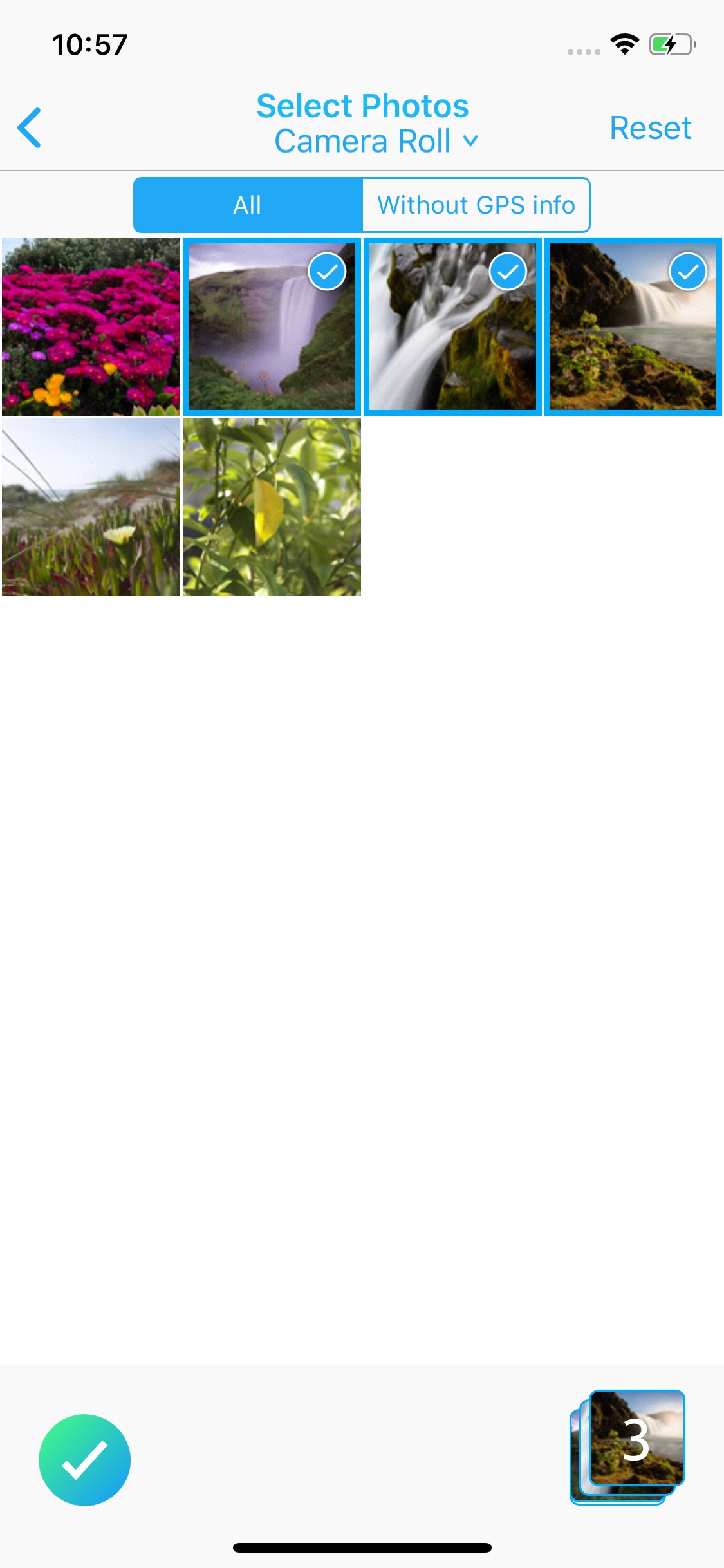 Screenshot do app PhotoMapper: Editor GPS EXIF