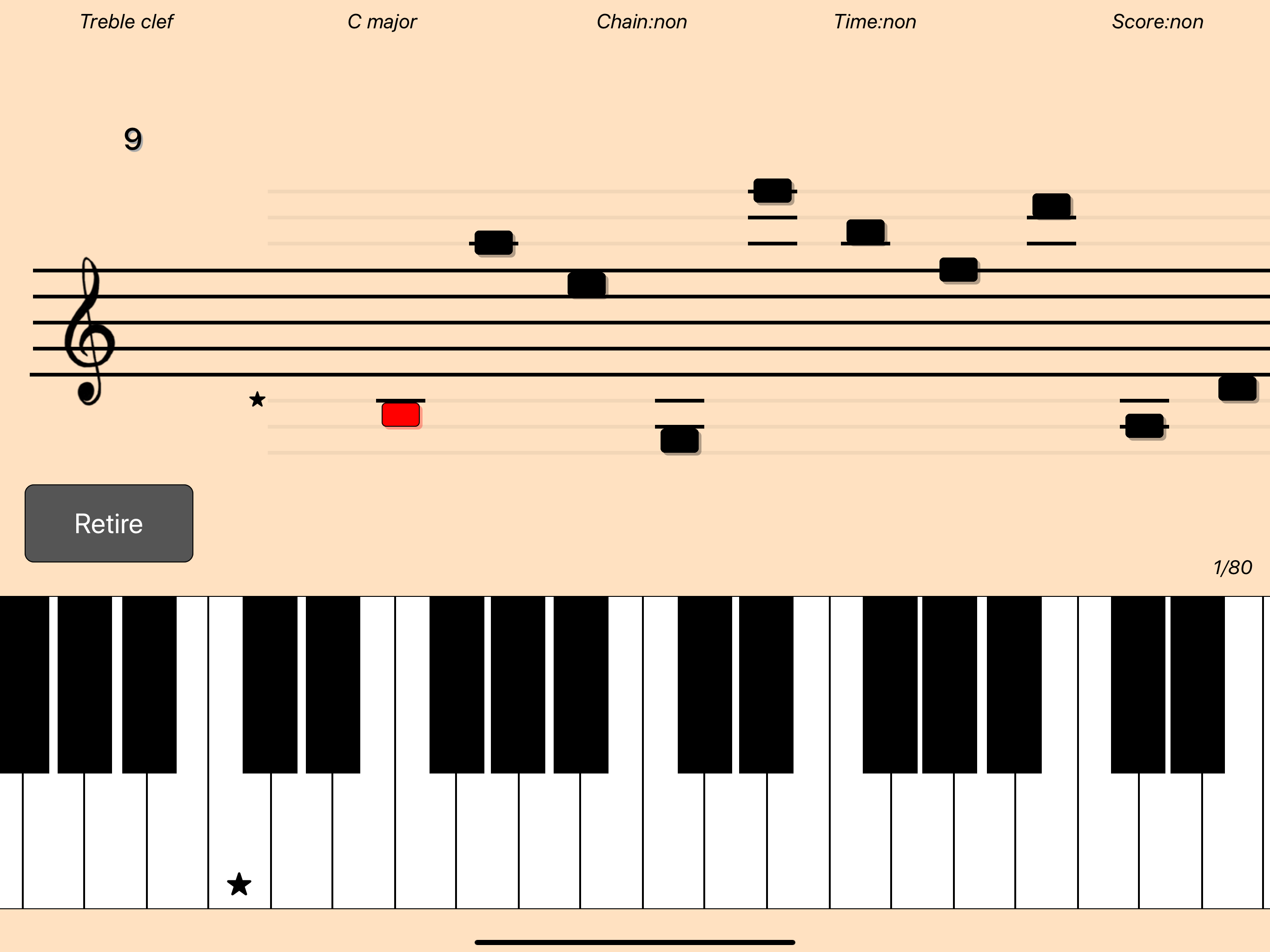 Music notes training for piano
