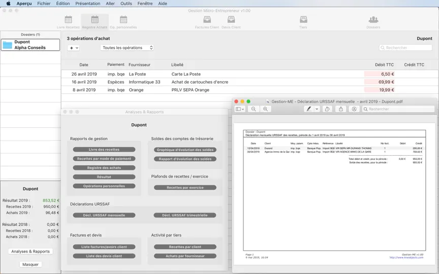 Capture d'écran de Gestion Micro-Entrepreneur sur iPhone 7