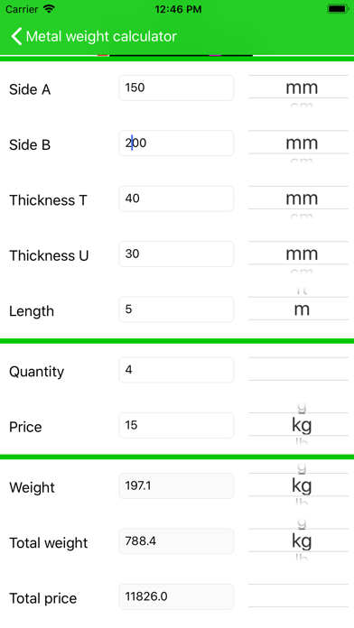 Weight calculator for metals screenshot 3