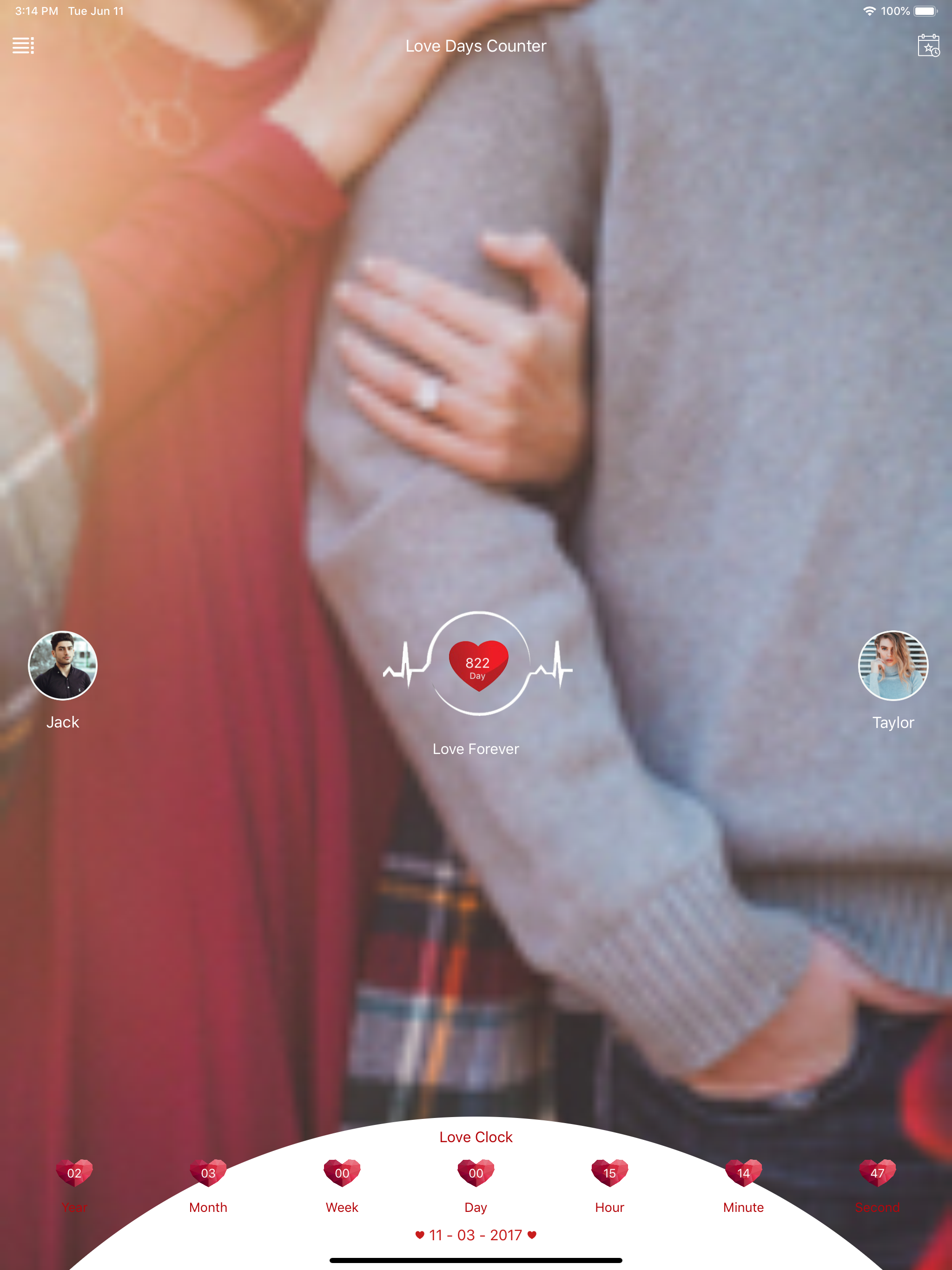 Love Days Counter, Love Memory