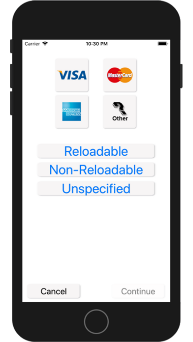 Prepaid Credit Card Balances Screenshot