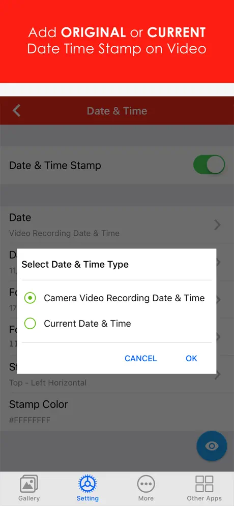 Auto timestamp & text to video