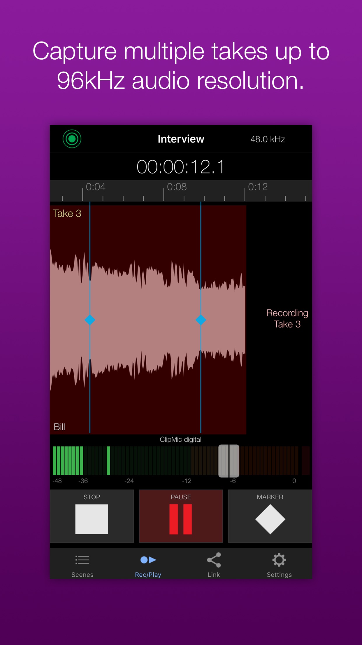 Screenshot do app Apogee MetaRecorder