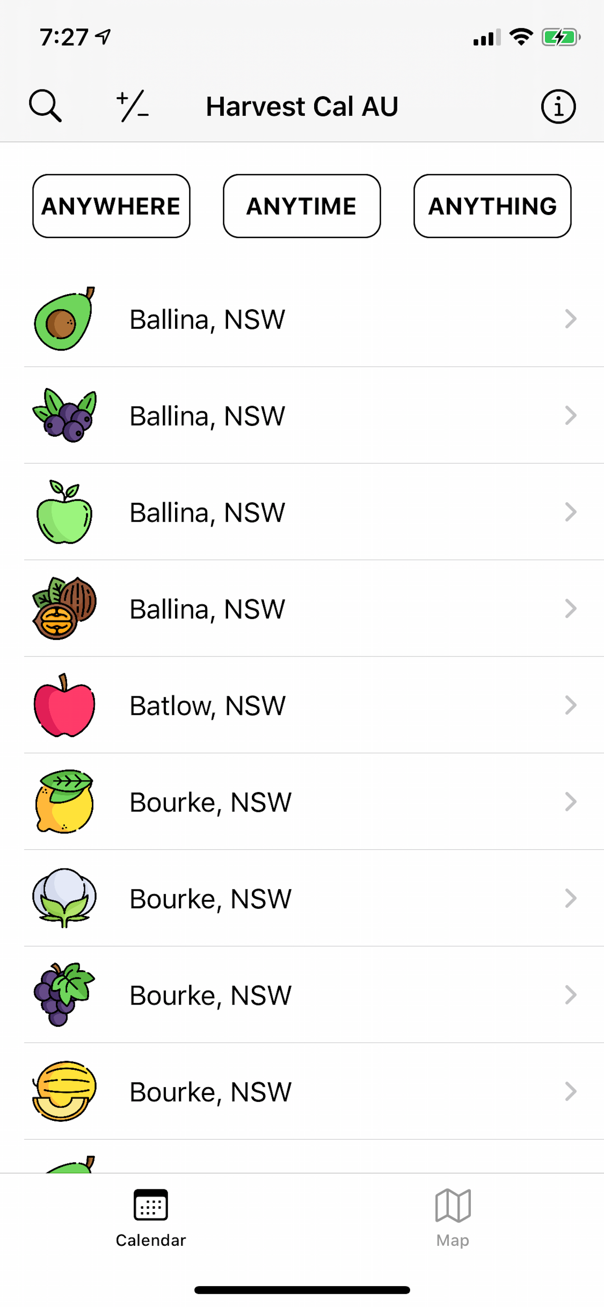 Harvest Calendar Australia WHV