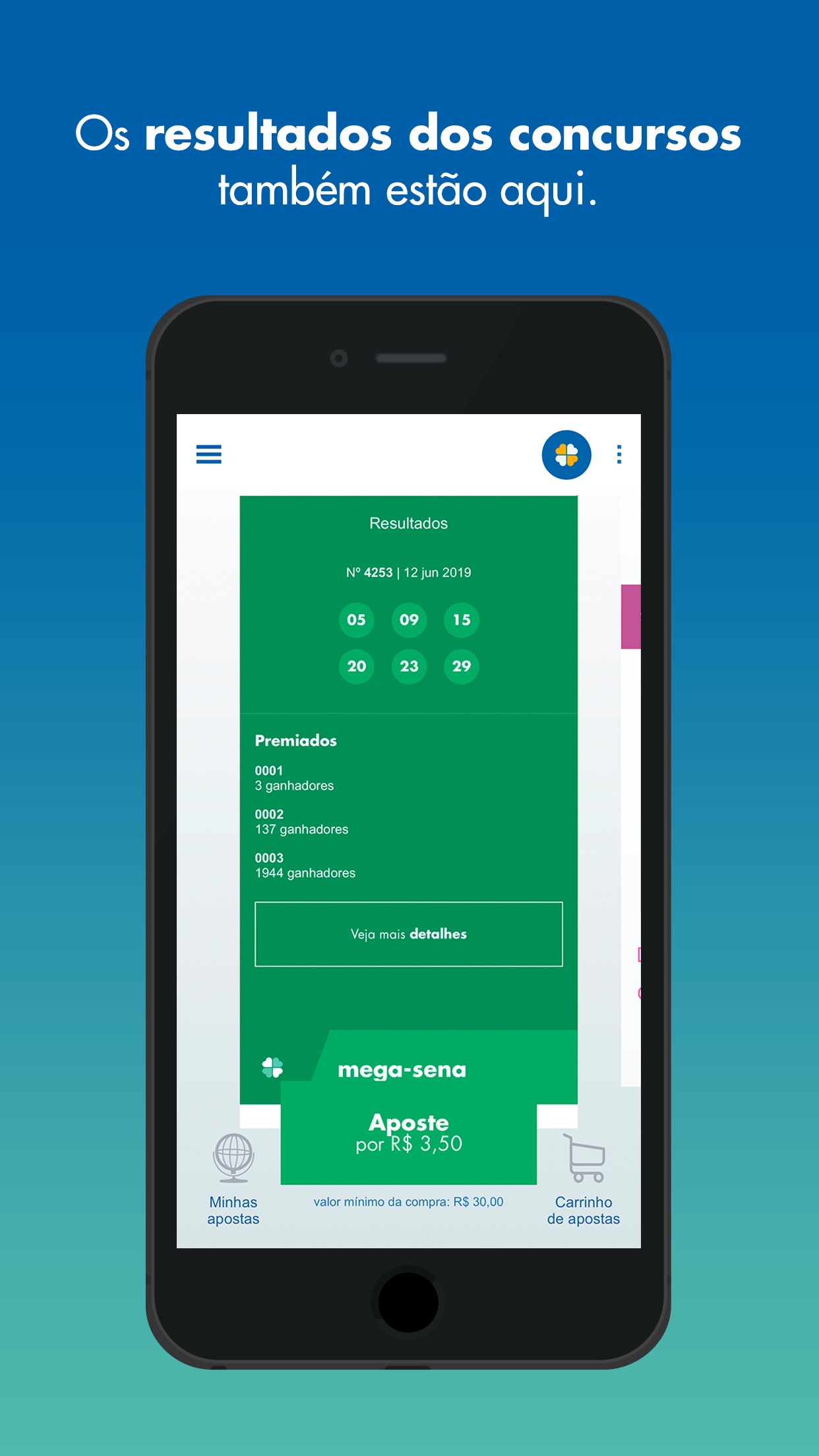 Screenshot do app Loterias CAIXA