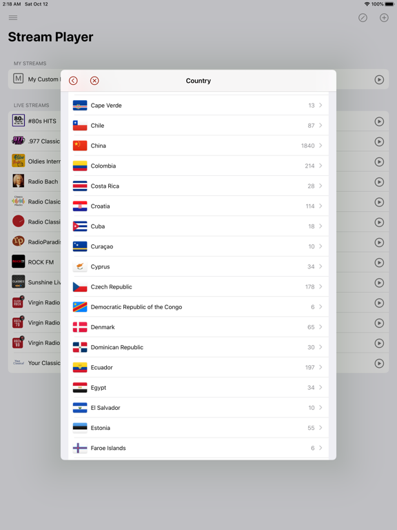 Audio Stream Player iPad screenshot 4 - Music app