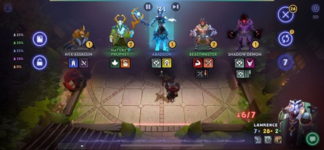 Dota Underlords - Examine the hero selection interface, presenting various units with their unique alliance symbols and acquisition costs, vital for strategic team building.