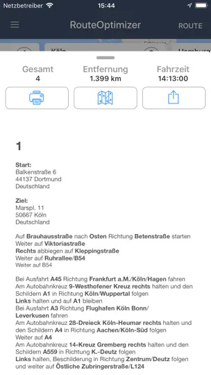 Screenshot von RouteOptimizer auf dem iPhone 5