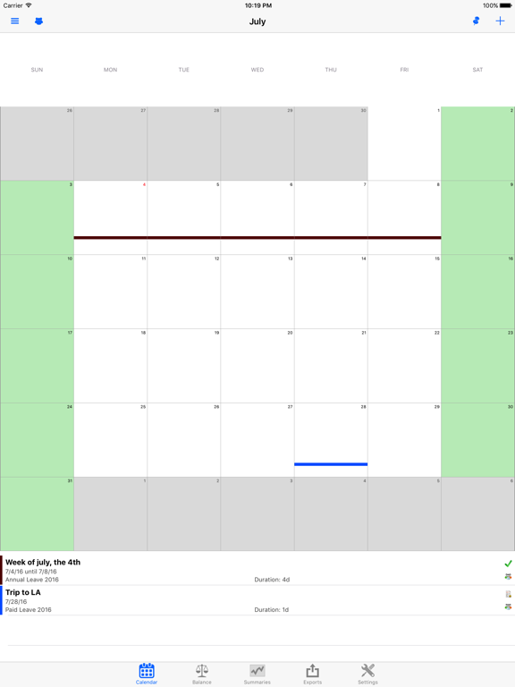 iAbsences iPad screenshot 1 - Productivity app