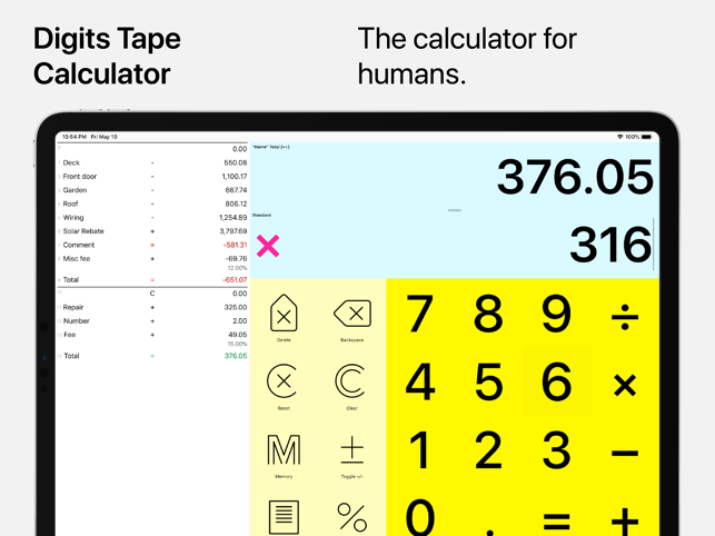 ‎Digits Tape Calculator Screenshot