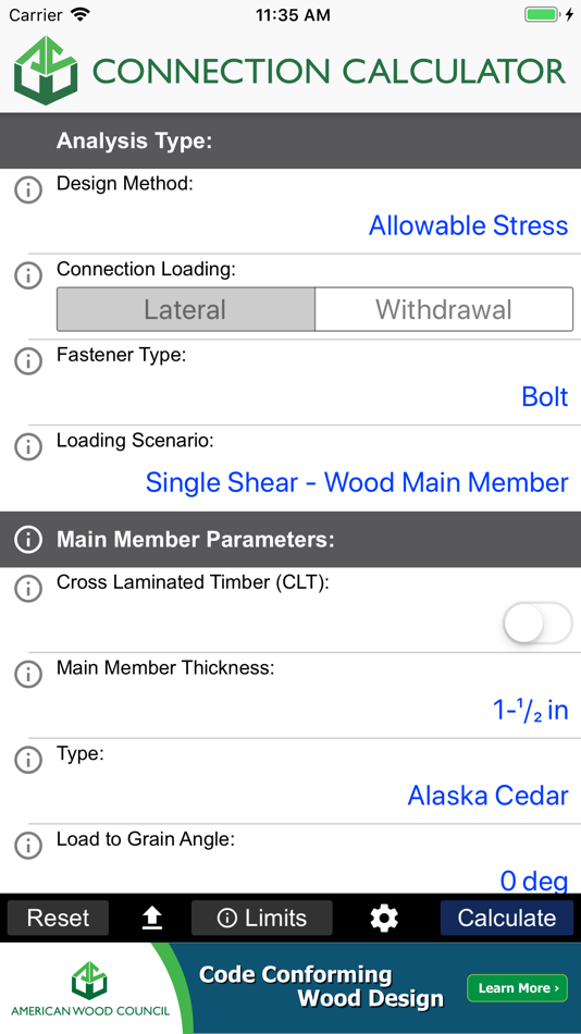 #1. AWC Connection Calc (iOS) 由: American Wood Council