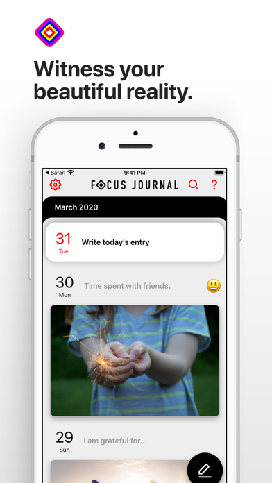 Focus Journal iPhone screenshot 1 - Productivity app