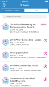 Pitney Bowes Global Events screenshot