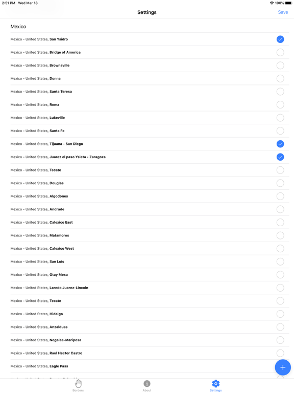 Border Waiting Times iPad screenshot 4 - Utilities app