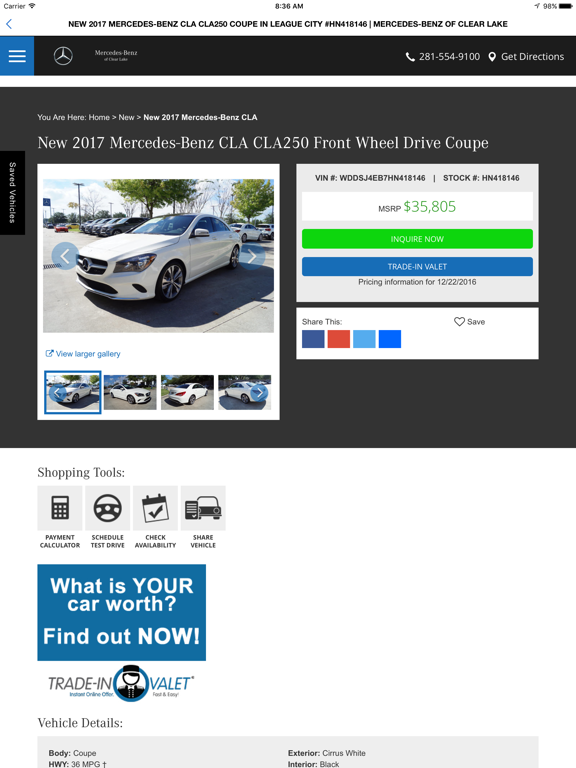 Mercedes-Benz of Clear Lake iPad screenshot 4 - Shopping app