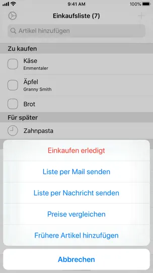 Screenshot von Einfache Einkaufsliste auf dem iPhone 5