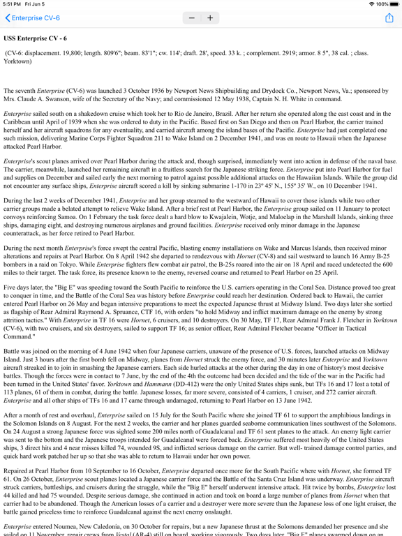 US Navy Aircraft Carriers iPad screenshot 4 - Reference app