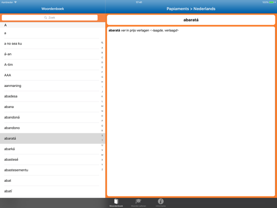 Woordenboek Papiaments > NL iPad app afbeelding 1