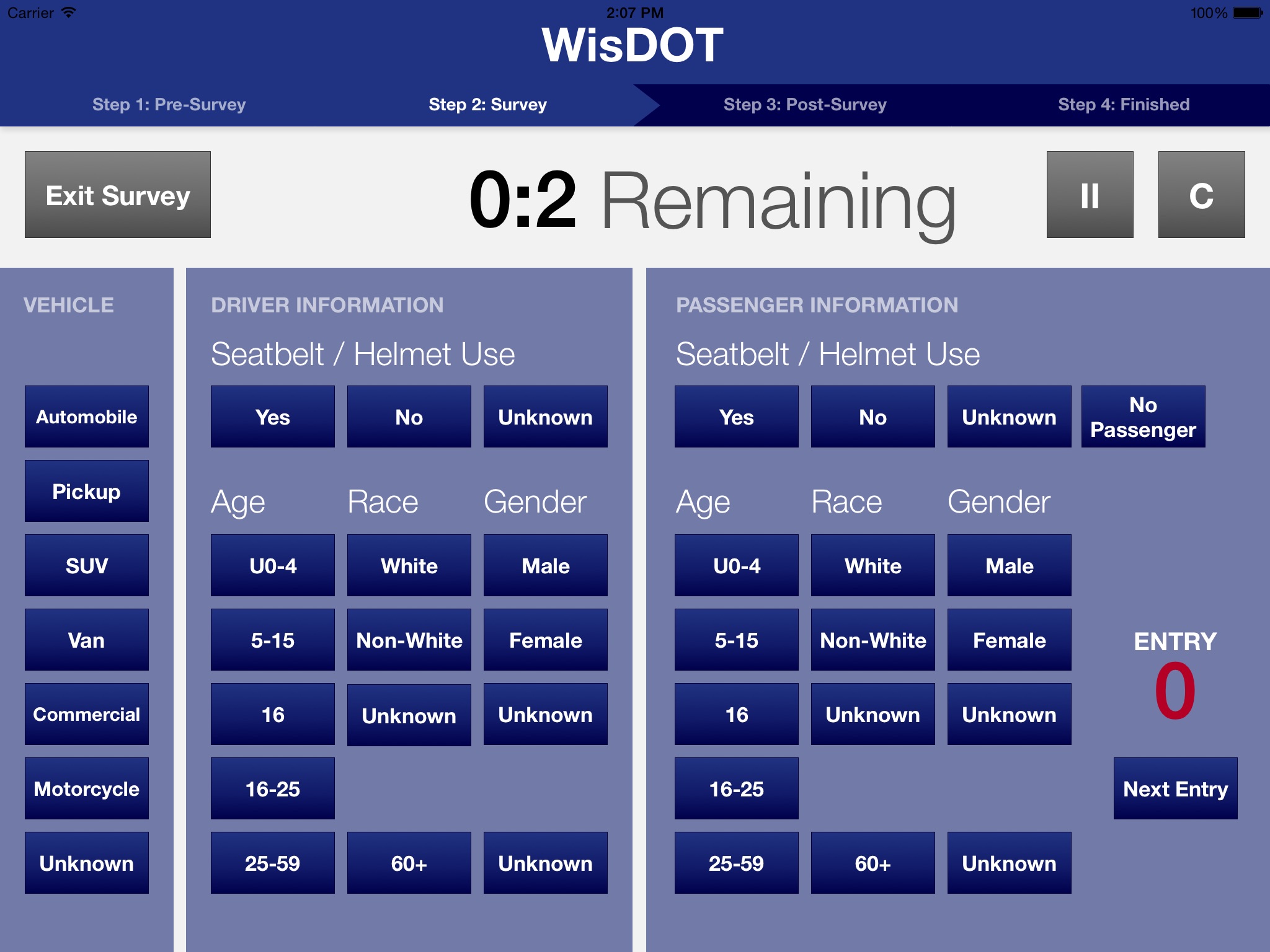 WisDOT Seat Belt Survey screenshot 3