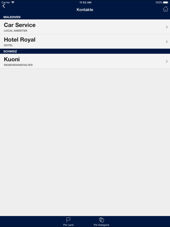 My Kuoni iPad screenshot