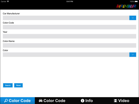 DUPLI-COLOR Color Search iPad screenshot