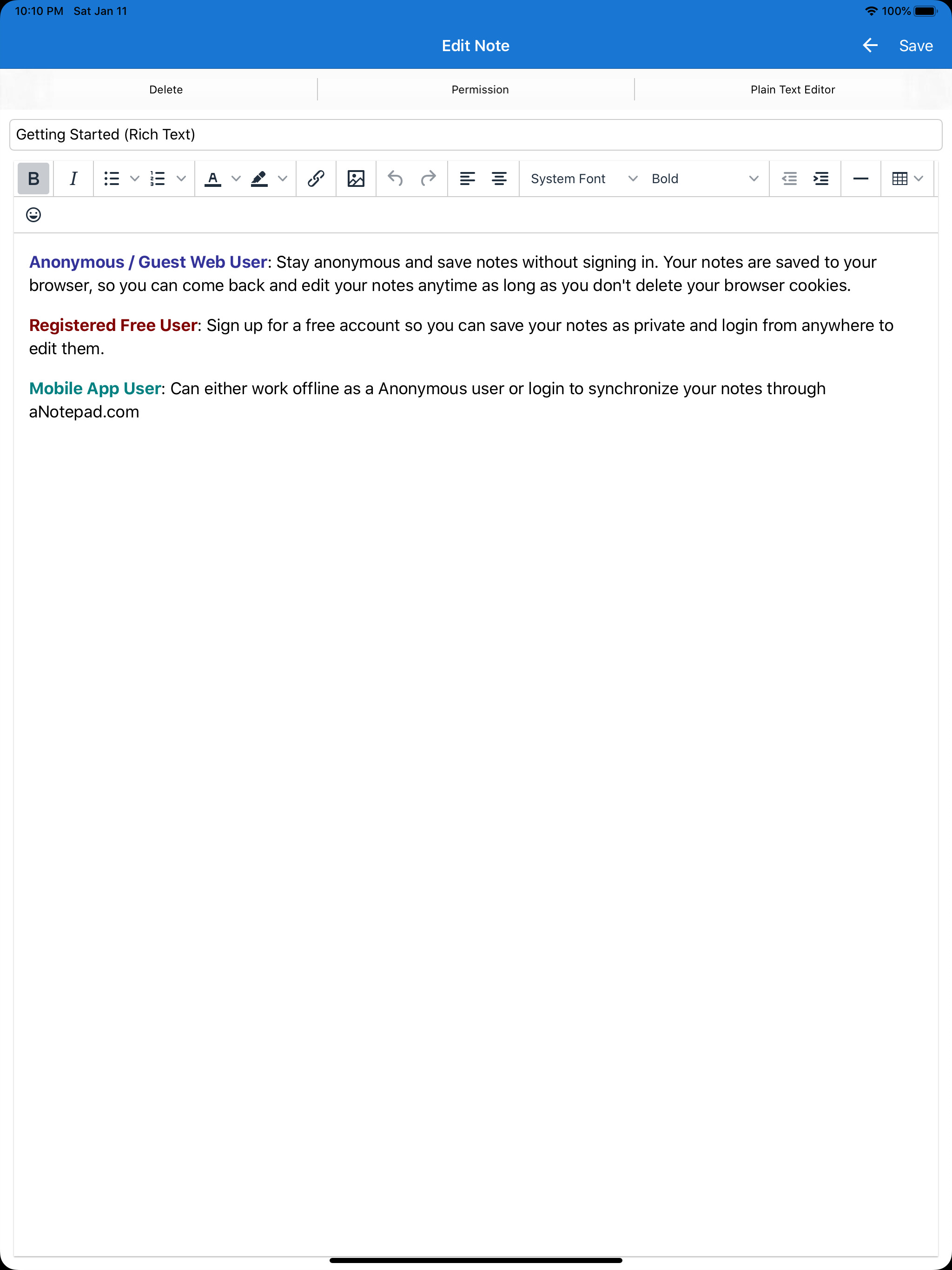 a Notepad - Take & Share Notes