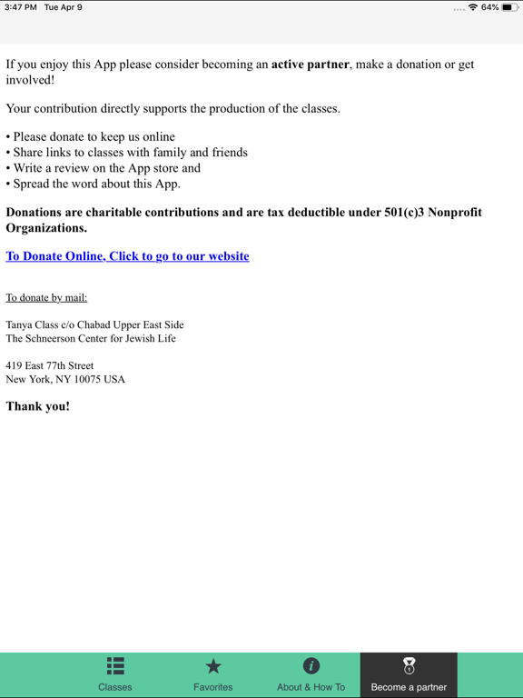 Tanya Class Rabbi Krasnianski iPad screenshot 3 - Education app