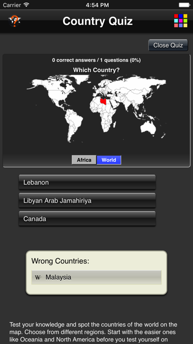 Country Quiz Screenshot